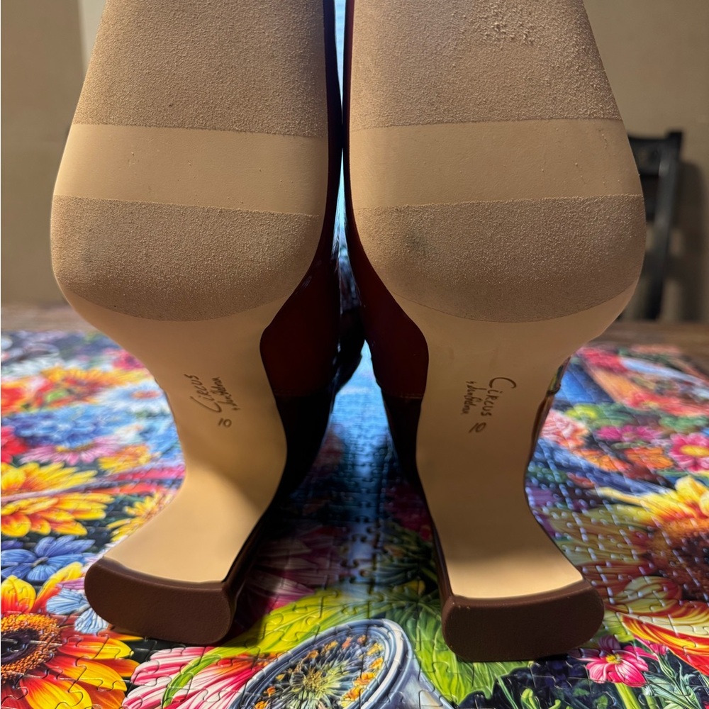 Circus by Sam Edelman Elle Colorblock Patent Ankle Boots Womens Brown Black 10M - Picture 8 of 8